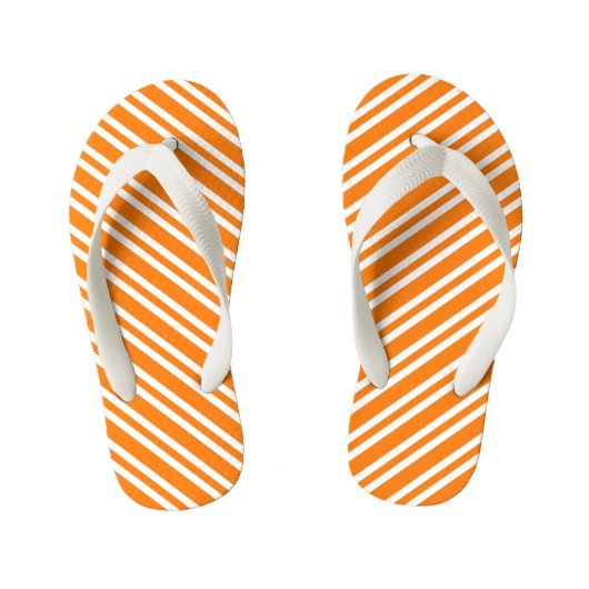 Tongs Enfants Orange White Stripes Pattern (Semelle)