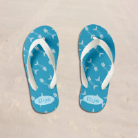 Os de poisson Motif Bleu Flip Flops avec le nom