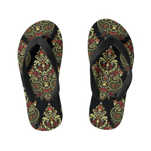 Tongs Enfants Paisley, arrière - plan noir géométrique