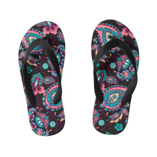 Tongs Enfants Paisley Stripe : Noir Décoratif Sans Seamless