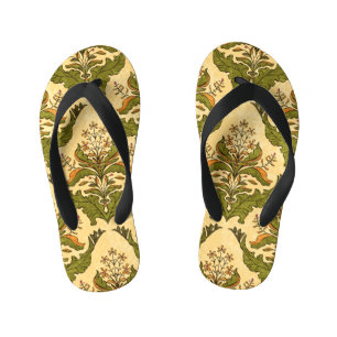 Tongs Enfants Papier peint floral classique : damassé stylisé.