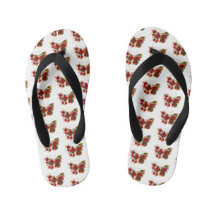 Tongs Enfants Papillon de fleurs rouges aux roses rouges