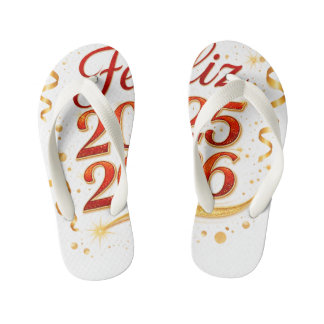 Tongs Enfants Par de Chancletas con Diseño “Feliz 2025–2026” | C