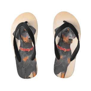 Tongs Enfants Peinture allemande Pinscher peinture art animal or