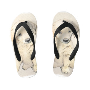 Tongs Enfants Peinture de chiot d'or Retriever - Art de chien or