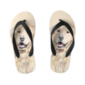 Tongs Enfants Peinture Golden Retriever - Joli art original chie (Semelle)