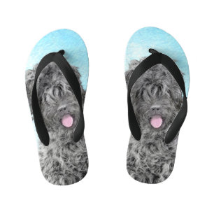 Tongs Enfants Peinture russe Terrier noir - Chien original migno