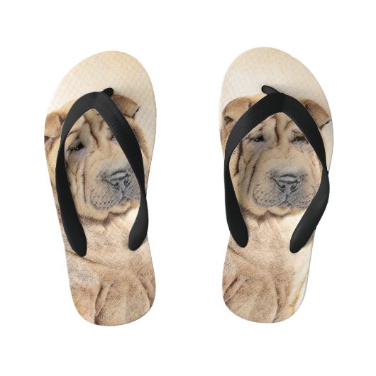 Tongs Enfants Peinture Shar Pei - Cute Original Chien Art (Semelle)