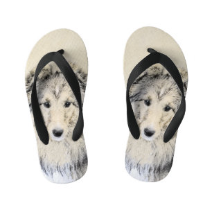Tongs Enfants Peinture Shetland Sheepdog - Jolie art original ch