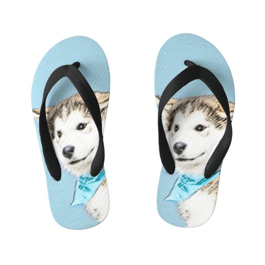 Tongs Enfants Peinture Sibérienne Husky Puppy - Art Chien origin (Semelle)