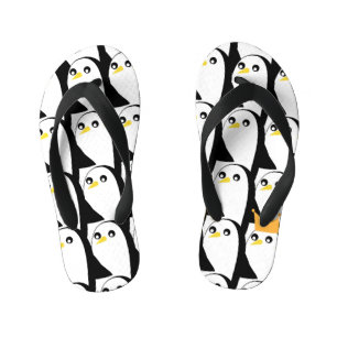 Tongs Enfants Pingouin comique : noir blanc Vintage
