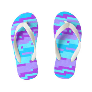 Tongs Enfants pixels bleus et violets