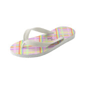 Tongs Enfants Plaid Arc-en-ciel Moderne Monogrammé (Incliné)