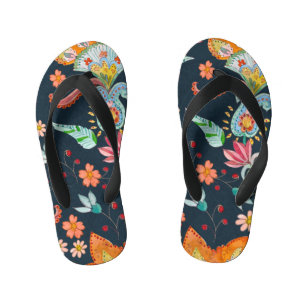 Tongs Enfants Plaisir floral : Aquarelle texture de fleurs