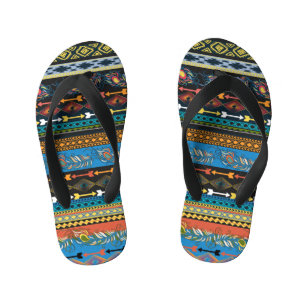 Tongs Enfants Plumes ethniques : Broderie Boho Chic