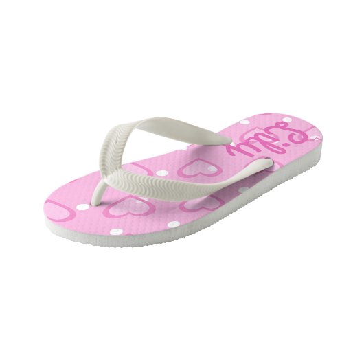 Tongs Enfants Plutôt Coeur Rose Personnalisable Pour Les Enfants (Incliné)