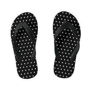 Tongs Enfants Pointe Polka classique noir et blanc