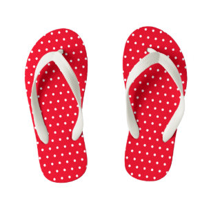 Tongs Enfants Pointe Polka simple rouge et blanc