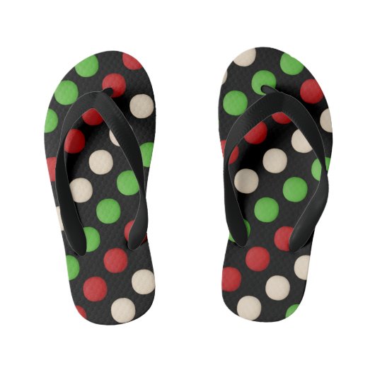 Tongs Enfants Points blancs verts rouges (Semelle)