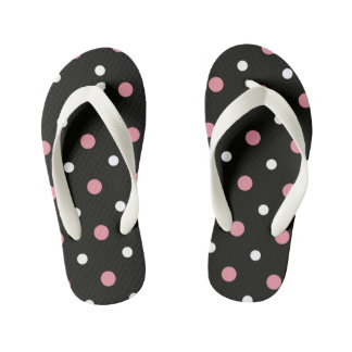 Tongs Enfants pois rose et blanc
