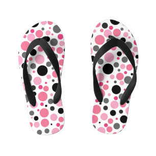 Tongs Enfants pois rose gris et noir