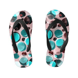 Tongs Enfants Polka point aquarelle, motif abstrait.