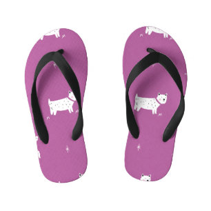 Tongs Enfants Poodle violet : Motif rétro monochrome
