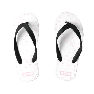 Tongs Enfants Rose Coeur Motif Fille Romantique Aquarelle