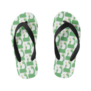 Tongs Enfants Serpent vert drôle avec maracas de dessin animé