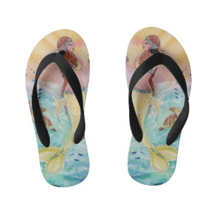 Tongs Enfants Sirène de tortue de mer par Renee Lavoie