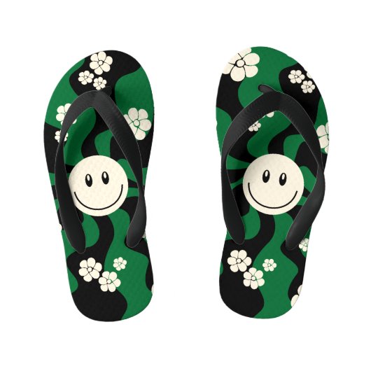 Tongs Enfants Smile - Vert, Crème et Noir (Semelle)