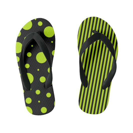 Tongs Enfants Spots et rayures - Lime vert (Semelle)