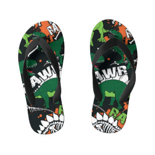 Tongs Enfants Squelette de dinosaure, motif sans soudure grunge.