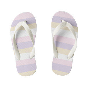 Tongs Enfants Stripes inégales - rose pastel, jaune et violet