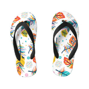 Tongs Enfants Style Boho, motif en plumes sans soudure.