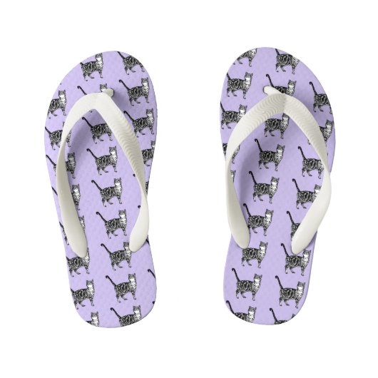 Tongs Enfants Tabby Chat Plage Violet Flip Flops Thongs (Semelle)