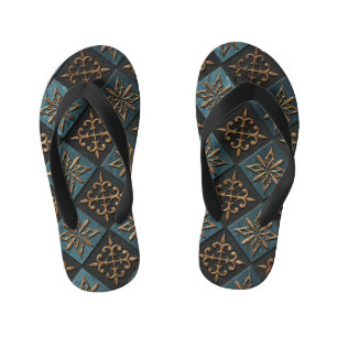 Tongs Enfants Texture de bronze avec motif de sculpture.