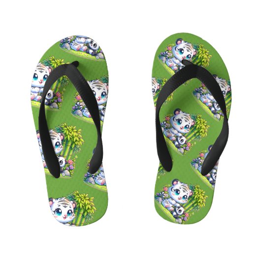 Tongs Enfants Tigre blanc et panda | (Semelle)