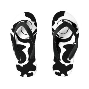 Tongs Enfants Tourbillon noir et Marbre blanc moderne