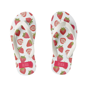 Tongs Enfants Tropical d'été personnalisé à la fraise