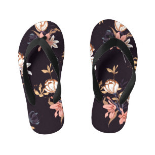 Tongs Enfants tulipes vintages, arrière - plan violet foncé