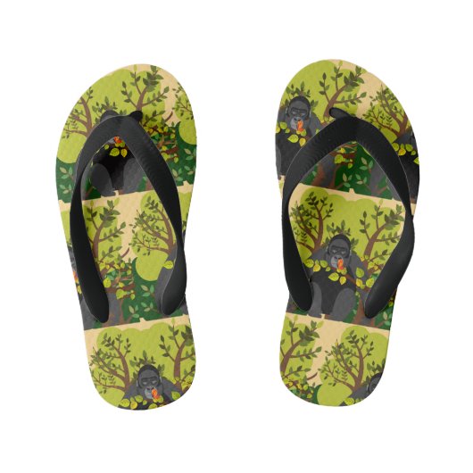 Tongs Enfants Un gorille hypnotisé par un papillon (Semelle)