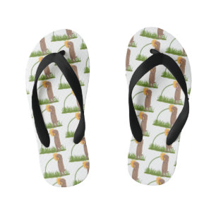 Tongs Enfants Un mignon chien de prairie reniflant la caricature
