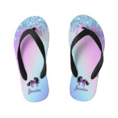 Tongs Enfants Unicorne violette avec Parties scintillant arc-en- (Semelle)