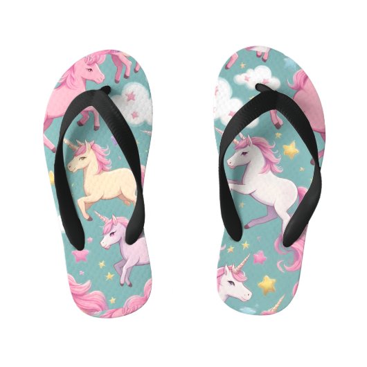 Tongs Enfants Unicornes avec nuages et étoiles motif (Semelle)