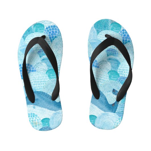 Tongs Enfants Vagues, baleine, texture bleu enfantine (Semelle)