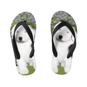 Tongs Enfants Vieux anglais Sheepdog Puppy Peinture - Chien Art