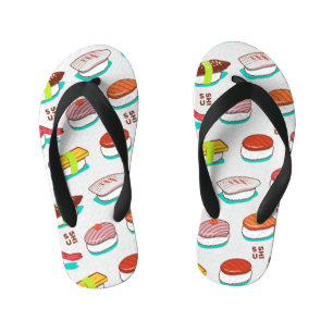 Tongs Enfants Vintage nigiri sushi, motif doodé