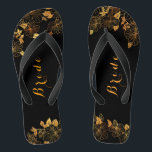 Tongs Épouse Mariage de luxe noir & or de luxe<br><div class="desc">Ces feuillards mariages de luxe Bride noir et or de luxe feuillages sont dotés d'une luxueuse palette de noir et or, avec un superbe motif floral doré et une typographie moderne contre un arrière - plan noir, exsument l'élégance et le raffinement. Affichez la collection sur cette page pour rechercher les...</div>