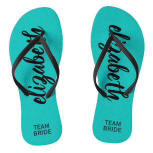 Tongs Équipe personnalisée Mariée Turquoise